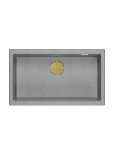 LOGAN 110 GraniteQ silver stone 76x44x23,5 cm 1-bowl inset sink with manual siphon / gold - 2