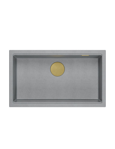 LOGAN 110 GraniteQ silver stone 76x44x23,5 cm 1-bowl inset sink with manual siphon / gold - 2