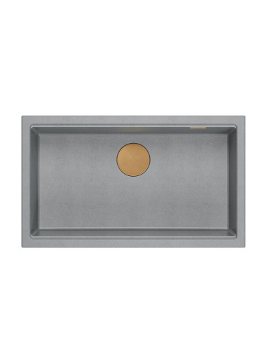 LOGAN 110 GraniteQ silver stone 76x44x23,5 cm 1-bowl inset sink with manual siphon / copper - 2