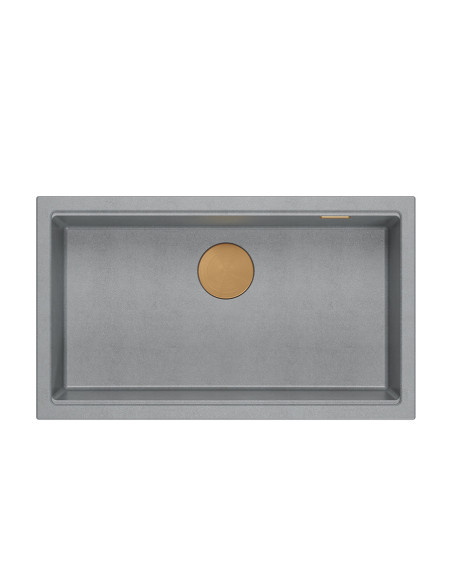 LOGAN 110 GraniteQ silver stone 76x44x23,5 cm 1-bowl inset sink with manual siphon / copper - 2