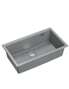 LOGAN 110 GraniteQ silver stone 76x44x23,5 cm 1-bowl inset sink with manual siphon / steel - 1