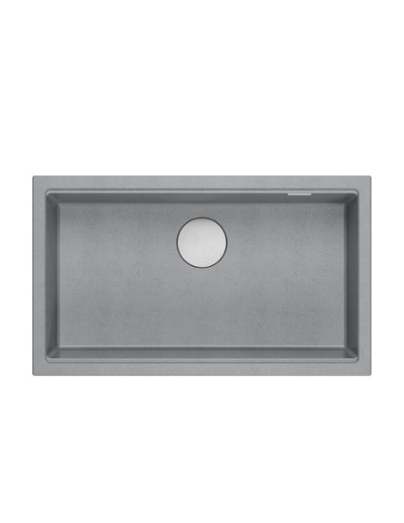 LOGAN 110 GraniteQ silver stone 76x44x23,5 cm 1-bowl inset sink with manual siphon / steel - 2