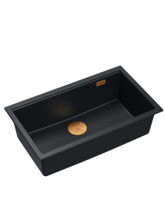 LOGAN 110 GraniteQ pure carbon 76x44x23,5 cm 1-bowl inset sink with manual siphon / copper - 1