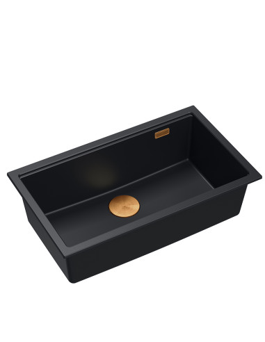 LOGAN 110 GraniteQ pure carbon 76x44x23,5 cm 1-bowl inset sink with manual siphon / copper - 1