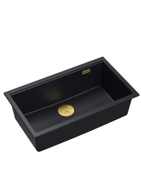 LOGAN 110 GraniteQ pure carbon 76x44x23,5 cm 1-bowl inset sink with manual siphon / gold - 1