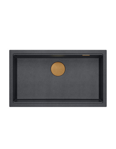 LOGAN 110 GraniteQ black diamond 76x44x23,5 cm 1-bowl inset sink with manual siphon / copper - 2