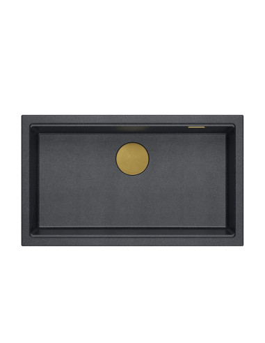 LOGAN 110 GraniteQ black diamond 76x44x23,5 cm 1-bowl inset sink with manual siphon / gold - 2