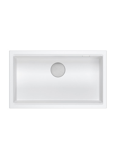 LOGAN 110 GraniteQ snow white 76x44x23,5 cm 1-bowl undermount sink with manual siphon / steel - 2