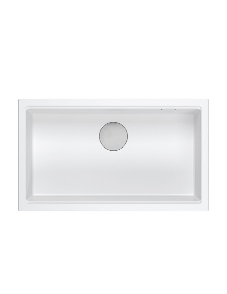 LOGAN 110 GraniteQ snow white 76x44x23,5 cm 1-bowl undermount sink with manual siphon / steel - 2