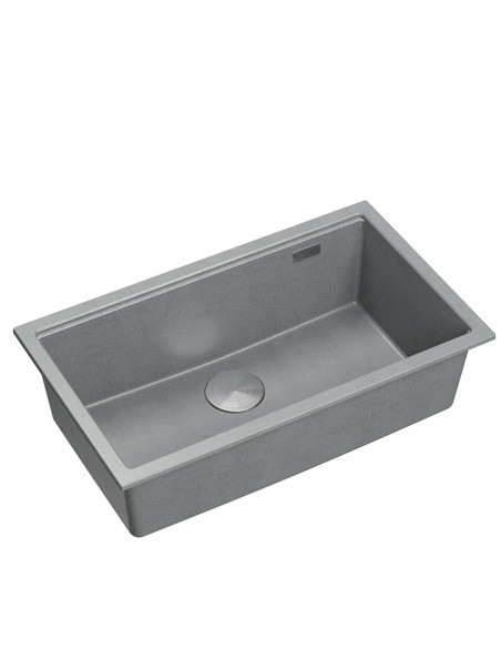 LOGAN 110 GraniteQ silver stone 76x44x23,5 cm 1-bowl undermount sink with manual siphon / steel - 1