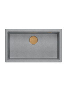 LOGAN 110 GraniteQ silver stone 76x44x23,5 cm 1-bowl undermount sink with manual siphon / copper - 1 2