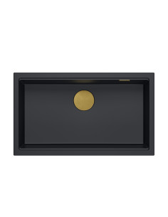 LOGAN 110 GraniteQ pure carbon 76x44x23,5 cm 1-bowl undermount sink with manual siphon / gold - 1 2