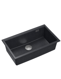LOGAN 110 GraniteQ black diamond 76x44x23,5 cm 1-bowl undermount sink with manual siphon / steel - 1