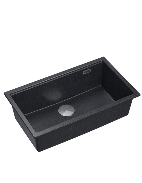 LOGAN 110 GraniteQ black diamond 76x44x23,5 cm 1-bowl undermount sink with manual siphon / steel - 1