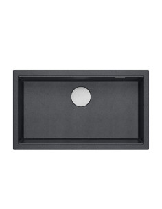 LOGAN 110 GraniteQ black diamond 76x44x23,5 cm 1-bowl undermount sink with manual siphon / steel - 1 2