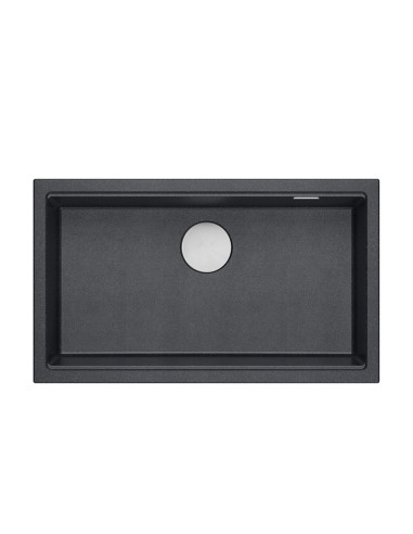 LOGAN 110 GraniteQ black diamond 76x44x23,5 cm 1-bowl undermount sink with manual siphon / steel - 2