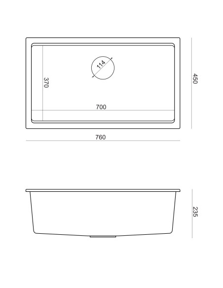LOGAN 110 GraniteQ black diamond 76x44x23,5 cm 1-bowl undermount sink with manual siphon / copper - 5