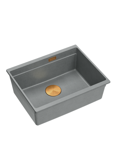 LOGAN 100 GraniteQ silver stone 59,5x45,1x21,5 cm 1-bowl undermount sink with manual siphon / copper - 1