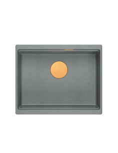 LOGAN 100 GraniteQ silver stone 59,5x45,1x21,5 cm 1-bowl undermount sink with manual siphon / copper - 1 2