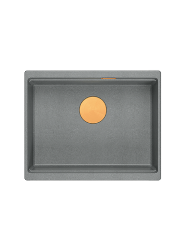 LOGAN 100 GraniteQ silver stone 59,5x45,1x21,5 cm 1-bowl undermount sink with manual siphon / copper - 2