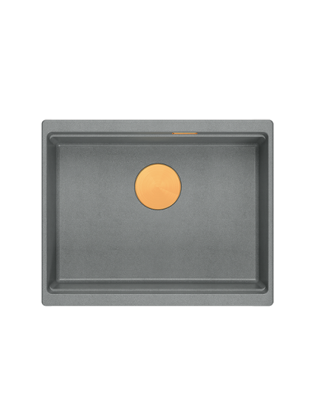 LOGAN 100 GraniteQ silver stone 59,5x45,1x21,5 cm 1-bowl undermount sink with manual siphon / copper - 2
