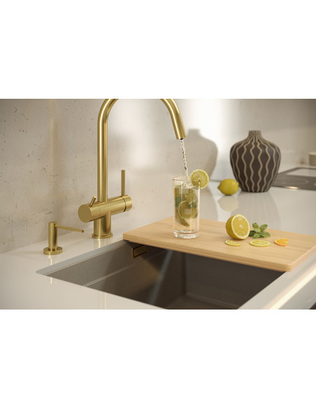 LOGAN 100 GraniteQ silver stone 59,5x45,1x21,5 cm 1-bowl undermount sink with manual siphon / copper - 4