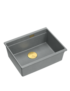 LOGAN 100 GraniteQ silver stone 59,5x45,1x21,5 cm 1-bowl undermount sink with manual siphon / gold - 1