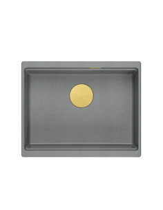LOGAN 100 GraniteQ silver stone 59,5x45,1x21,5 cm 1-bowl undermount sink with manual siphon / gold - 1 2