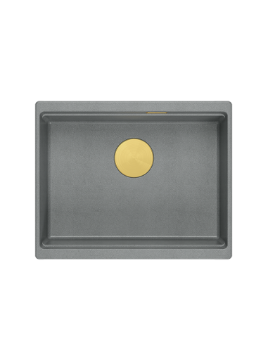 LOGAN 100 GraniteQ silver stone 59,5x45,1x21,5 cm 1-bowl undermount sink with manual siphon / gold - 2