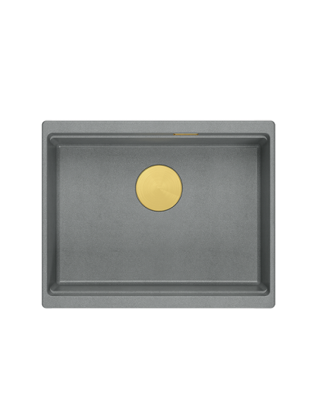 LOGAN 100 GraniteQ silver stone 59,5x45,1x21,5 cm 1-bowl undermount sink with manual siphon / gold - 2 LOGAN 100 GraniteQ silver stone 59,5x45,1x21,5 cm 1-bowl undermount sink with manual siphon / gold - 2
