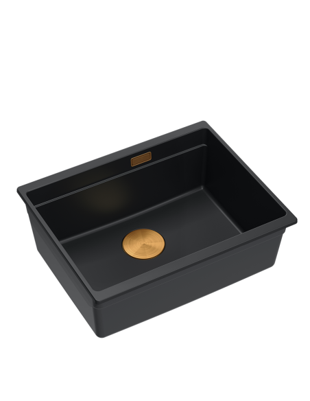 LOGAN 100 GraniteQ pure carbon 59,5x45,1x21,5 cm 1-bowl undermount sink with manual siphon / copper - 1