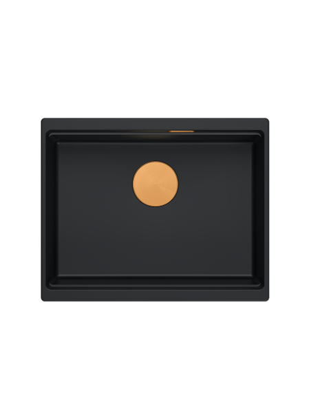 LOGAN 100 GraniteQ pure carbon 59,5x45,1x21,5 cm 1-bowl undermount sink with manual siphon / copper - 2