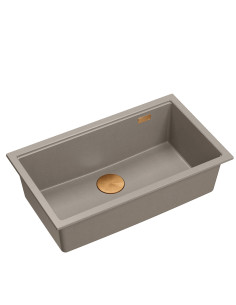 LOGAN 110 GraniteQ soft taupe 76x44x23,5 cm 1-bowl inset sink with manual siphon / copper - 1