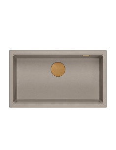 LOGAN 110 GraniteQ soft taupe 76x44x23,5 cm 1-bowl inset sink with manual siphon / copper - 1 2