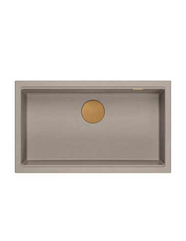 LOGAN 110 GraniteQ soft taupe 76x44x23,5 cm 1-bowl inset sink with manual siphon / copper - 2