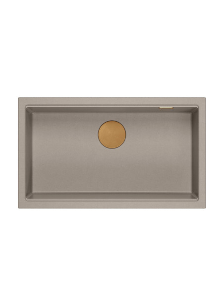 LOGAN 110 GraniteQ soft taupe 76x44x23,5 cm 1-bowl inset sink with manual siphon / copper - 2