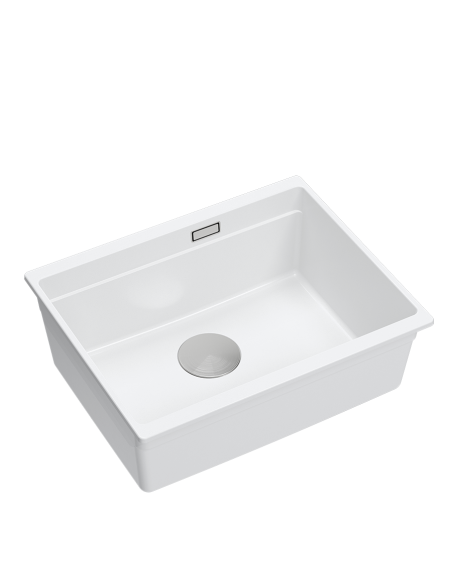 LOGAN 100 GraniteQ snow white 59,5x45,1x21,5 cm 1-bowl undermount sink with manual siphon / steel - 1
