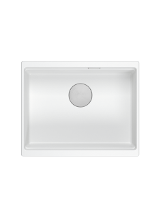 LOGAN 100 GraniteQ snow white 59,5x45,1x21,5 cm 1-bowl undermount sink with manual siphon / steel - 1 2