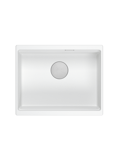 LOGAN 100 GraniteQ snow white 59,5x45,1x21,5 cm 1-bowl undermount sink with manual siphon / steel - 2