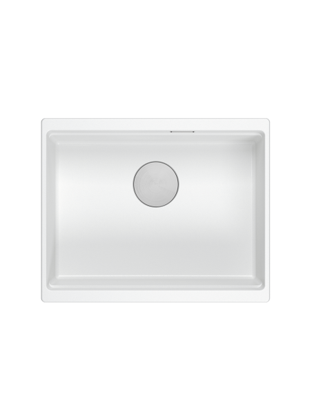 LOGAN 100 GraniteQ snow white 59,5x45,1x21,5 cm 1-bowl undermount sink with manual siphon / steel - 2