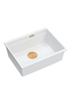 LOGAN 100 GraniteQ snow white 59,5x45,1x21,5 cm 1-bowl undermount sink with manual siphon / copper - 1