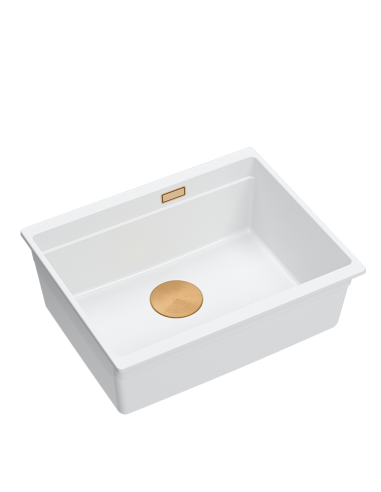 LOGAN 100 GraniteQ snow white 59,5x45,1x21,5 cm 1-bowl undermount sink with manual siphon / copper - 1