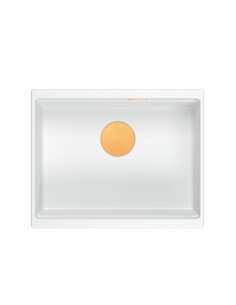 LOGAN 100 GraniteQ snow white 59,5x45,1x21,5 cm 1-bowl undermount sink with manual siphon / copper - 1 2
