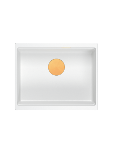 LOGAN 100 GraniteQ snow white 59,5x45,1x21,5 cm 1-bowl undermount sink with manual siphon / copper - 2