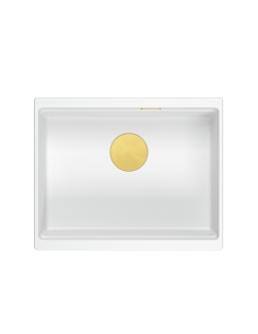 LOGAN 100 GraniteQ snow white 59,5x45,1x21,5 cm 1-bowl undermount sink with manual siphon / gold - 1 2