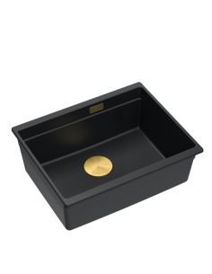 LOGAN 100 GraniteQ pure carbon 59,5x45,1x21,5 cm 1-bowl undermount sink with manual siphon / gold - 1