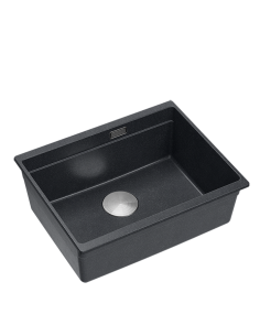 LOGAN 100 GraniteQ black diamond 59,5x45,1x21,5 cm 1-bowl undermount sink with manual siphon / steel - 1
