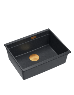 LOGAN 100 GraniteQ black diamond 59,5x45,1x21,5 cm 1-bowl undermount sink with manual siphon / copper - 1