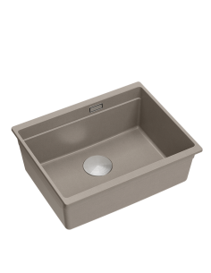 LOGAN 100 GraniteQ soft taupe 59,5x45,1x21,5 cm 1-bowl undermount sink with manual siphon / steel - 1