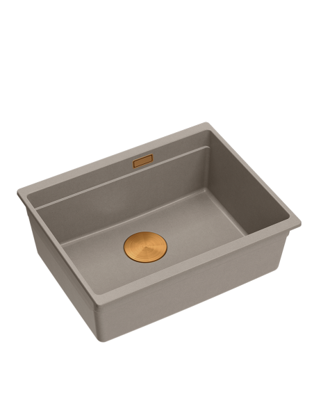 LOGAN 100 GraniteQ soft taupe 59,5x45,1x21,5 cm 1-bowl undermount sink with manual siphon / copper - 1